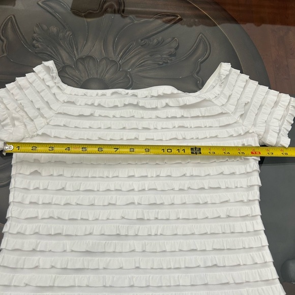 Frank Lyman White Ruffled Tee Size 10 - Picture 5 of 7